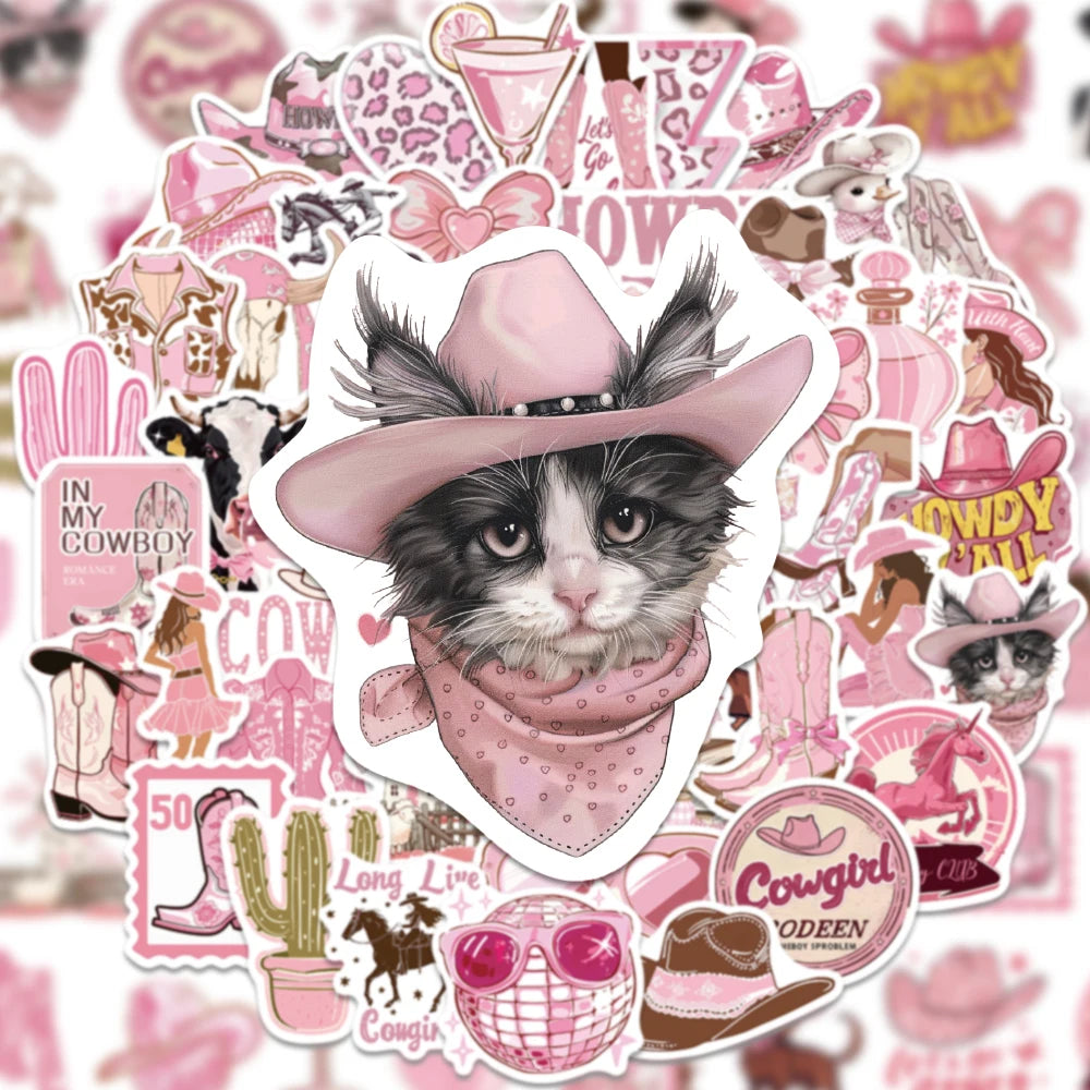 Pink Howdy Cowgirl Sticker Pack (50 pcs)