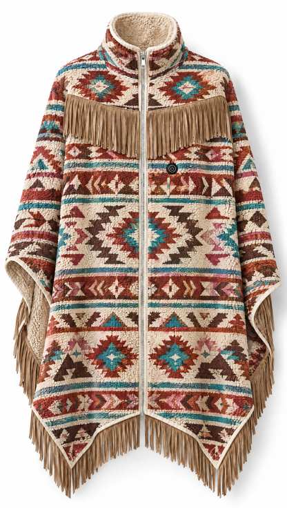 Cozy Rodeo Heated Fringe Poncho