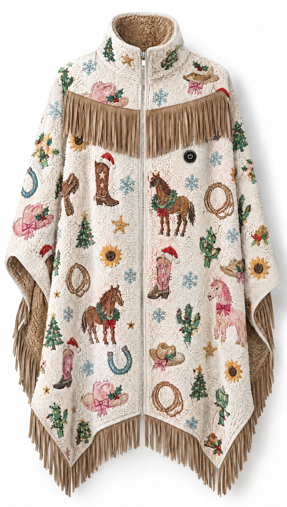 Cozy Rodeo Heated Fringe Poncho