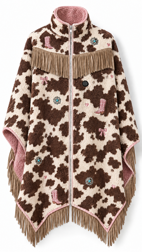 Cozy Rodeo Heated Fringe Poncho