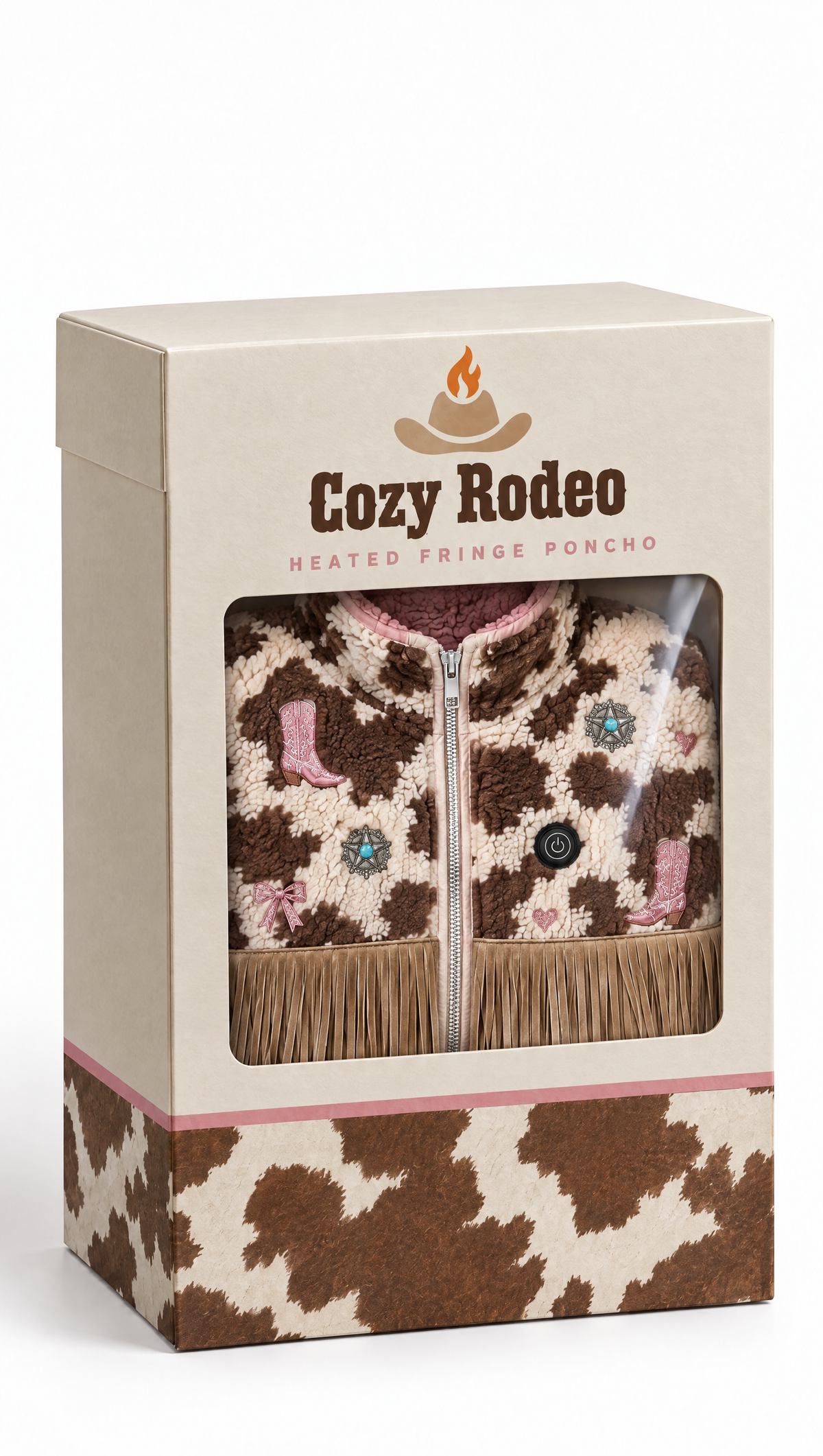 Cozy Rodeo Heated Fringe Poncho